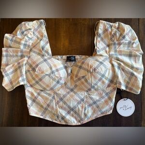 Milk & Honey Plaid Corset Crop Top NEW